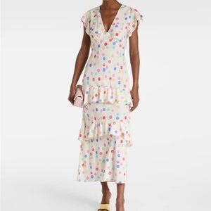 RIXO Meena Shell Print Tiered Maxi Dress NWT